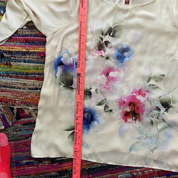 Rose & Olive Cream Floral Blouse with watercolor Inspired Floral Print 1X Artsy - Picture 8 of 9